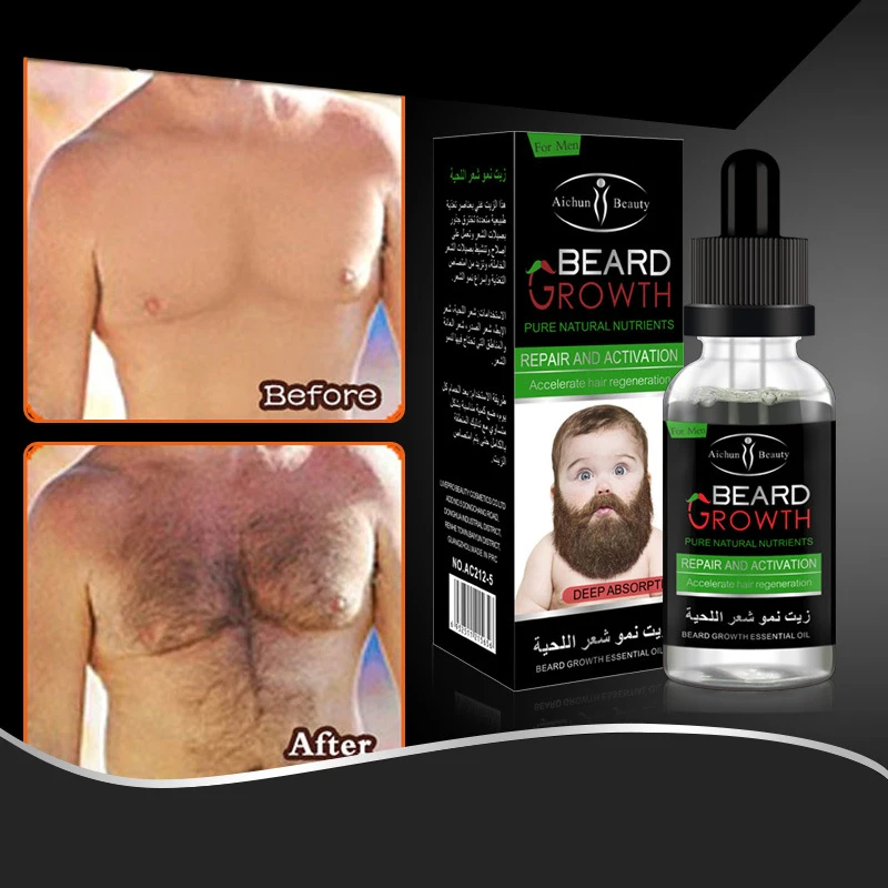 1Pcs Natural Healthy Men's Beard Body Hair Growth Oil Solution Gentle Maintenance Liquid Beard Growth Essence