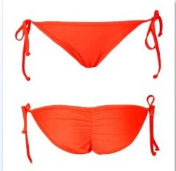 Горячее предложение женский сексуальный резинки бразильский Ruched полу дно бикини женский галстук сторона купальники мода пляж низ - Цвет: Оранжевый