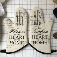 1 пара, новинка, Ретро стиль, хлопок, милый кот, с принтом, прихватки для духовки, саржевая текстура, противоскользящие, жаростойкие, кухонные перчатки для выпечки, инструменты для барбекю