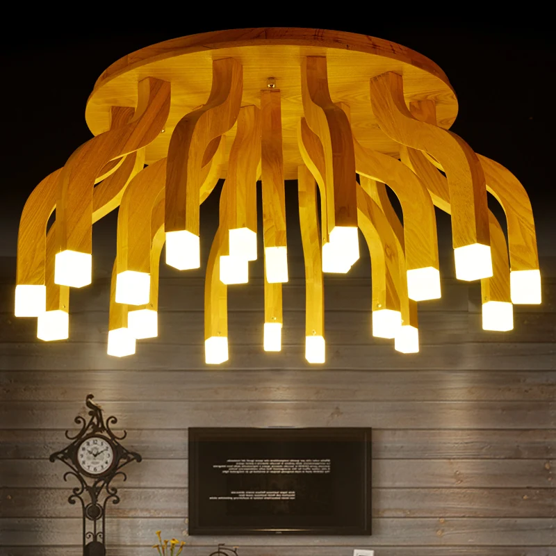 solid wood LED ceiling lights living room fashionable atmosphere