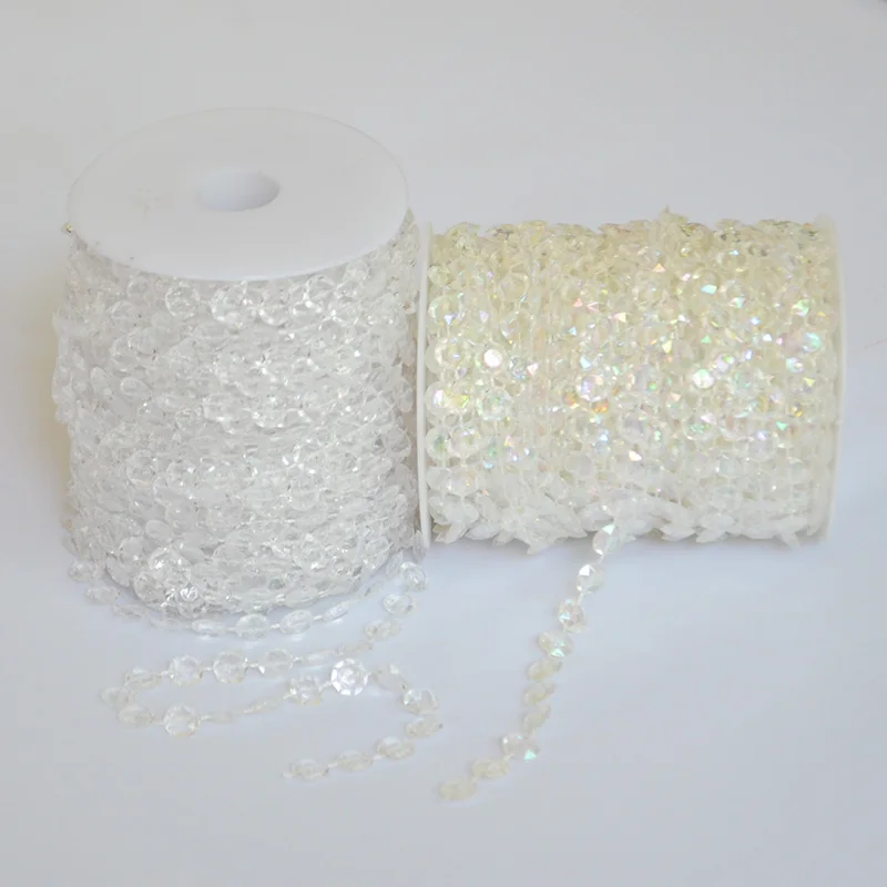 

1m Iridescent Garland Diamond Strand Acrylic Crystal Bead Shimmer Wedding Party Hanging Lighting Window Door Curtain Decorations