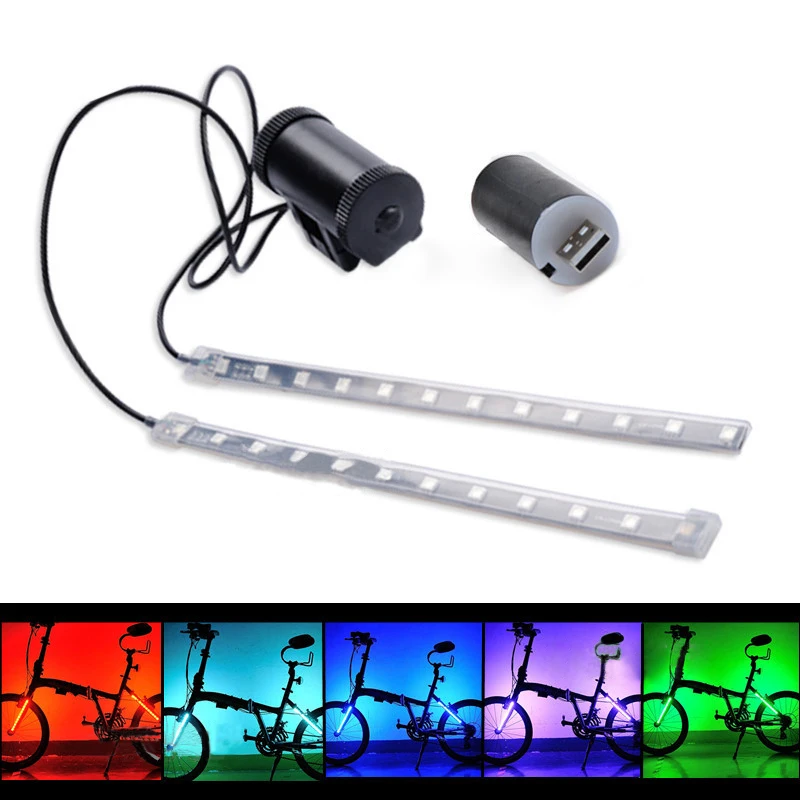 Cheap MTB Road Bicycle Fork Strip Light Bar 12 LED 8 Modes Wheel Lamp Frame Decorative Light  Safety Warning Night Light 0