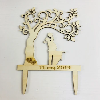 

Personalized Wedding Cake Topper, Bride&Groom with tree Cake Topper,Custom Mr and Mrs Initials with date Wedding decor Supplies