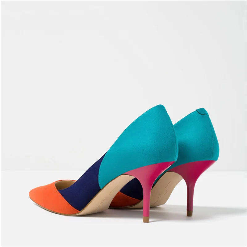 GENSHUO; Разноцветные классические женские туфли на высоком каблуке; простые женские туфли-лодочки на каблуке 7 см; модельные туфли на каблуке; маленькие размеры 34-40