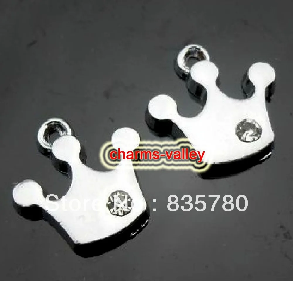 50pcs One Rhinestone Crown Hang Pendant Collar Tags Wristband Tagsin