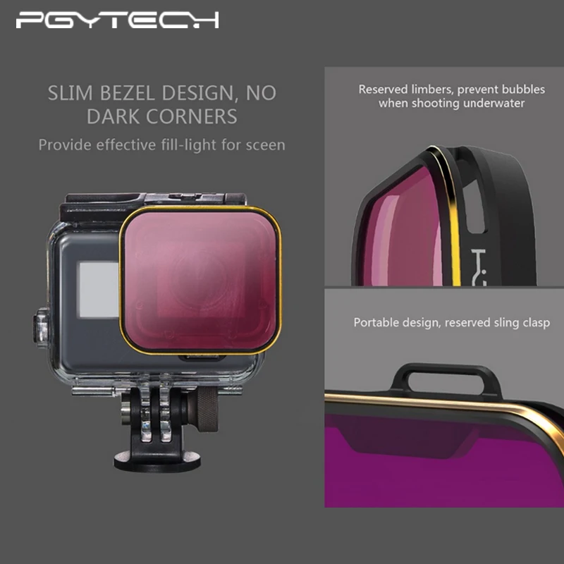 Фильтр для дайвинга PGYTECH корпус GoPro Hero 5 супер костюмный эксклюзивный красный
