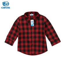 Детская одежда для маленьких мальчиков и девочек клетчатые топы с длинными рукавами и буквенным принтом на пуговицах для малышей, хлопковые рубашки с отложным воротником Топы, уличная одежда