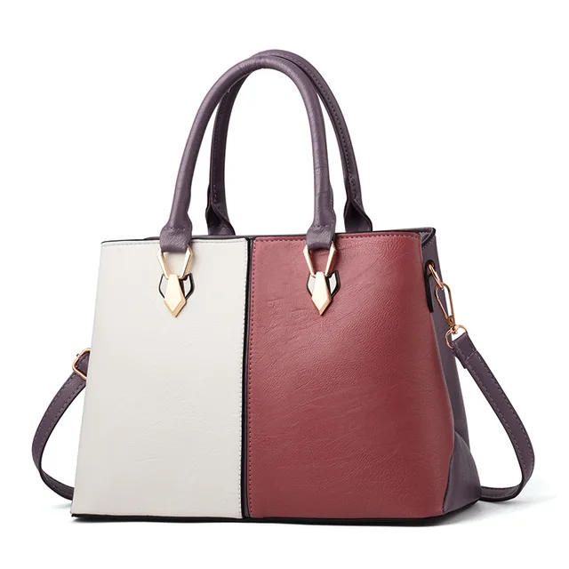 Bags High Capacity Leather Handbags Patchwork Mature Female Over