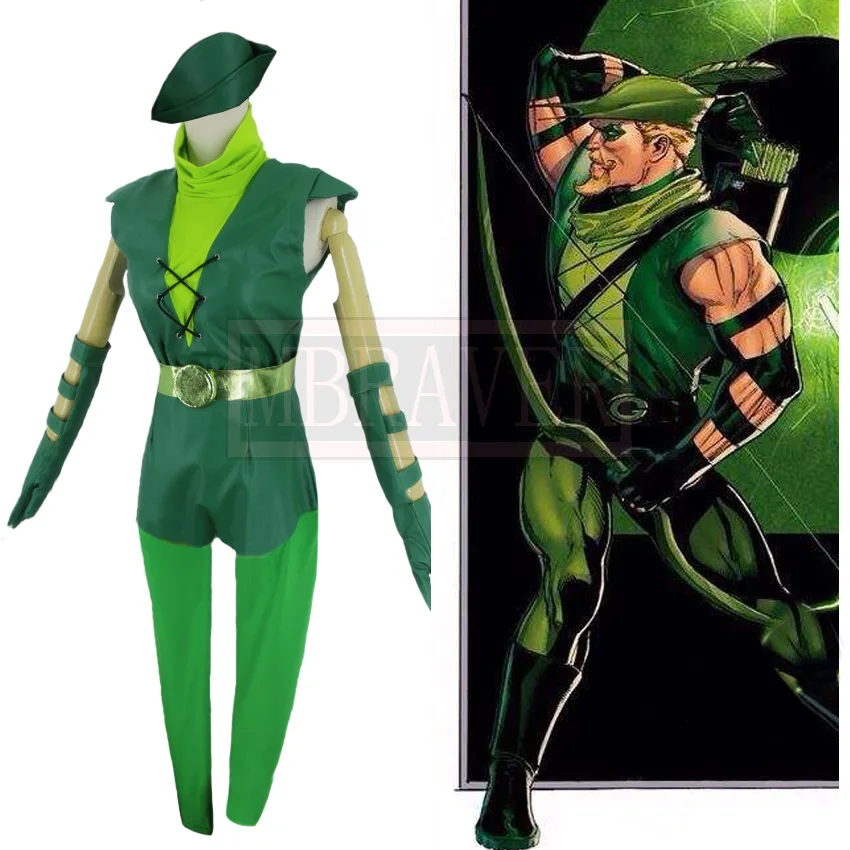 

Superhero Oliver Queen Green Arrow Cosplay Costume Custom Made Free Shipping