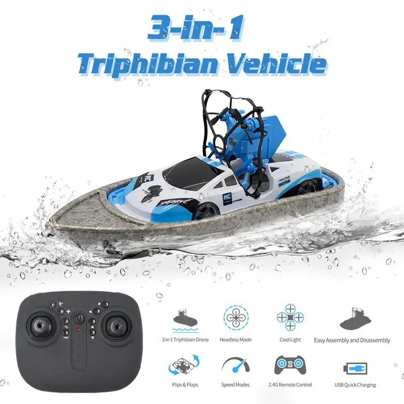 

gw123 RC Mini Drone Boat Car Triphibian Vehicle Helicopter Dron Quadrocopter Remote Control Toys for Boys Girls Nano Dron