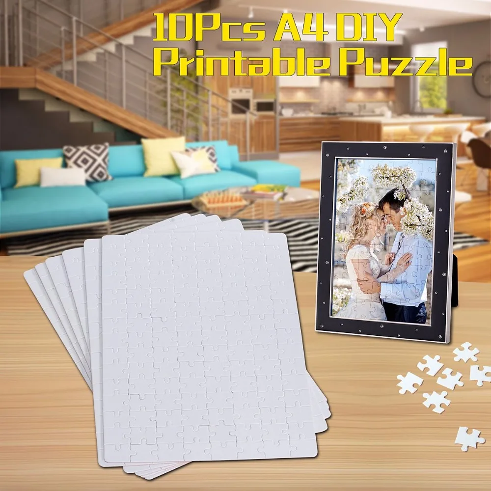 

10xA4 DIY Blank Dye Sublimation Printable Jigsaw Puzzle For Heat Press Machine Transfer Sublimate Create for Promotional Product