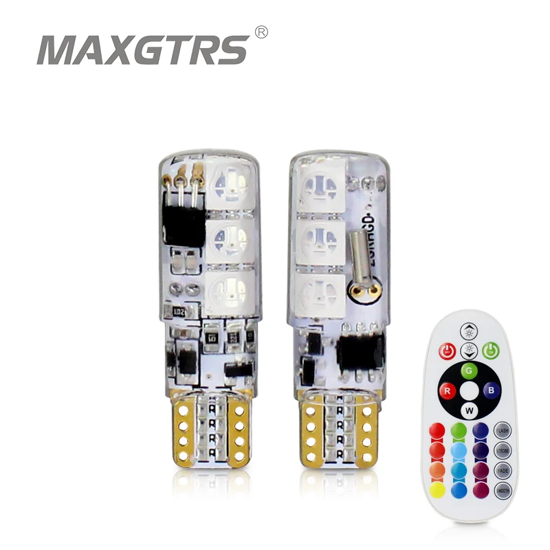 

Remote Controller T10 194 168 W5W 5050 SMD RGB Car Reading Wedge Light Lamp 6 LED 16 Colors LED Flash Strobe Bulb