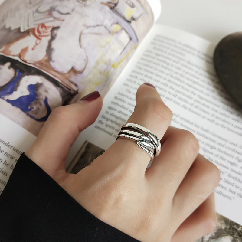 

925 Sterling Silver Vintage Weave Rings Irregular Twist Line Winding Rings for Women Wedding Anniversary Festival Fine Jewelry