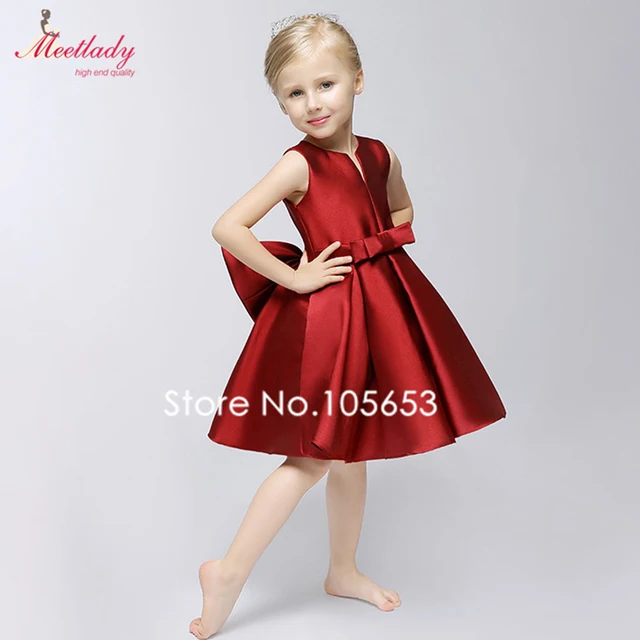 Buy Wine Red Ball Gown Satin Flower Girl Dresses Kids