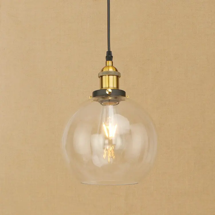 IWHD LED Pendant Lights Glass Ball Vintage Light Fixtures Glass Ball Style Loft Retro Industrial Pendant Lights Kitchen Lamps
