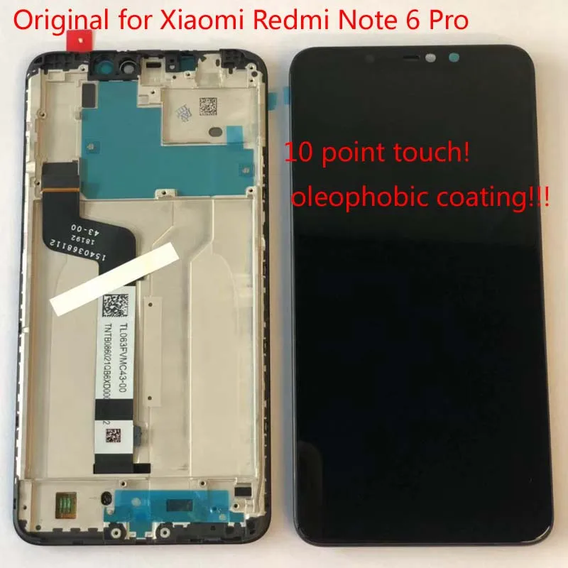 Для Xiaomi Redmi Note 6 Pro Global ЖК-дисплей сенсорный экран+ рамка в сборе ЖК-дисплей сенсорный экран Запасные части