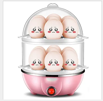 

Steamer Mini double stainless steel 14 egg boiler turns off household breakfast machine 350W Hot meal/milk