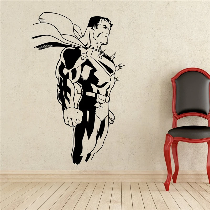 Superman Wall Decal Superhero Vinyl Sticker Wall Decor Removable Waterproof Wall Sticker X080(China (