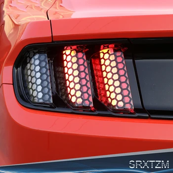 

SRXTZM Decoration Honeycomb Beehive Style Cover Paste Rear Tail Light Sticker Film For Ford Mustang 2015 2016 2017 6pcs