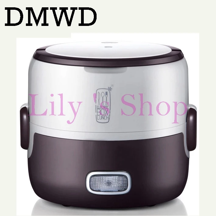 

DMWD Mini Electric insulation boxes stew soup heating lunch box steamed meals rice cooker steamer two layers Food Warmer 1.3L EU