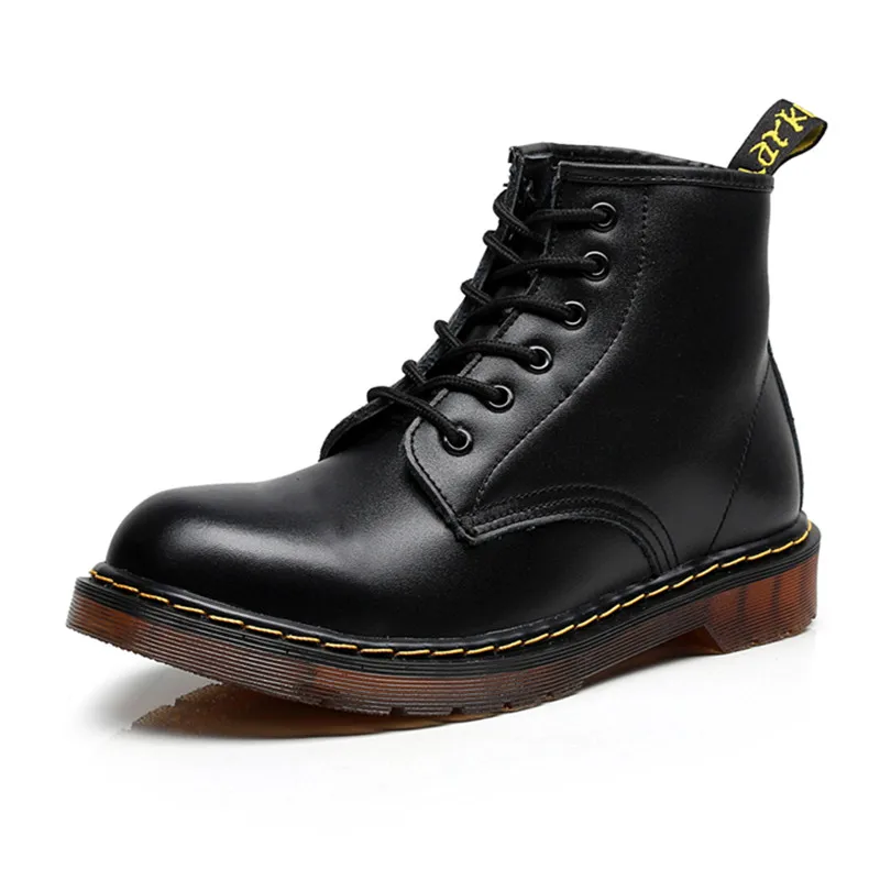 

6 hole Brand Leather Ankle Boots Autumn Winter Women Men's Boots Black Motorcycle Boots Outdoor Working Snow Boots Men Shoes
