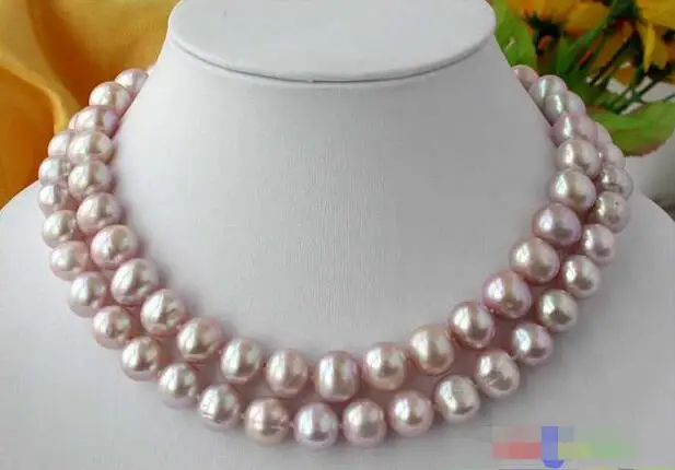 

Hot selling free shipping******* REAL 32" 12MM ROUND LAVENDER FRESHWATER CULTURED PEARL NECKLACE