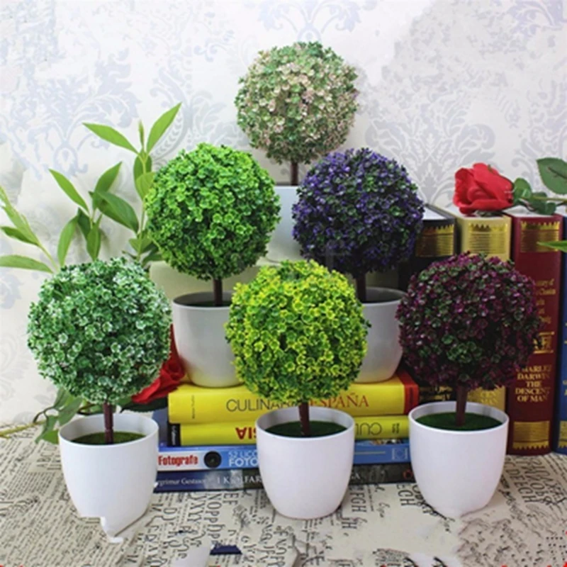 Artificial Plants Plastic Ball Flower Bonsai 4 Colors Creative Green