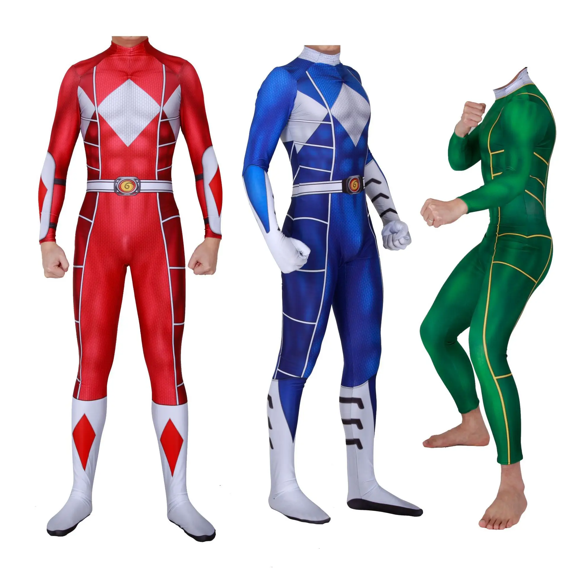 Костюм для косплея Kyoryu Sentai Zyuranger Ranger с 3D принтом красный/синий/зеленый костюм