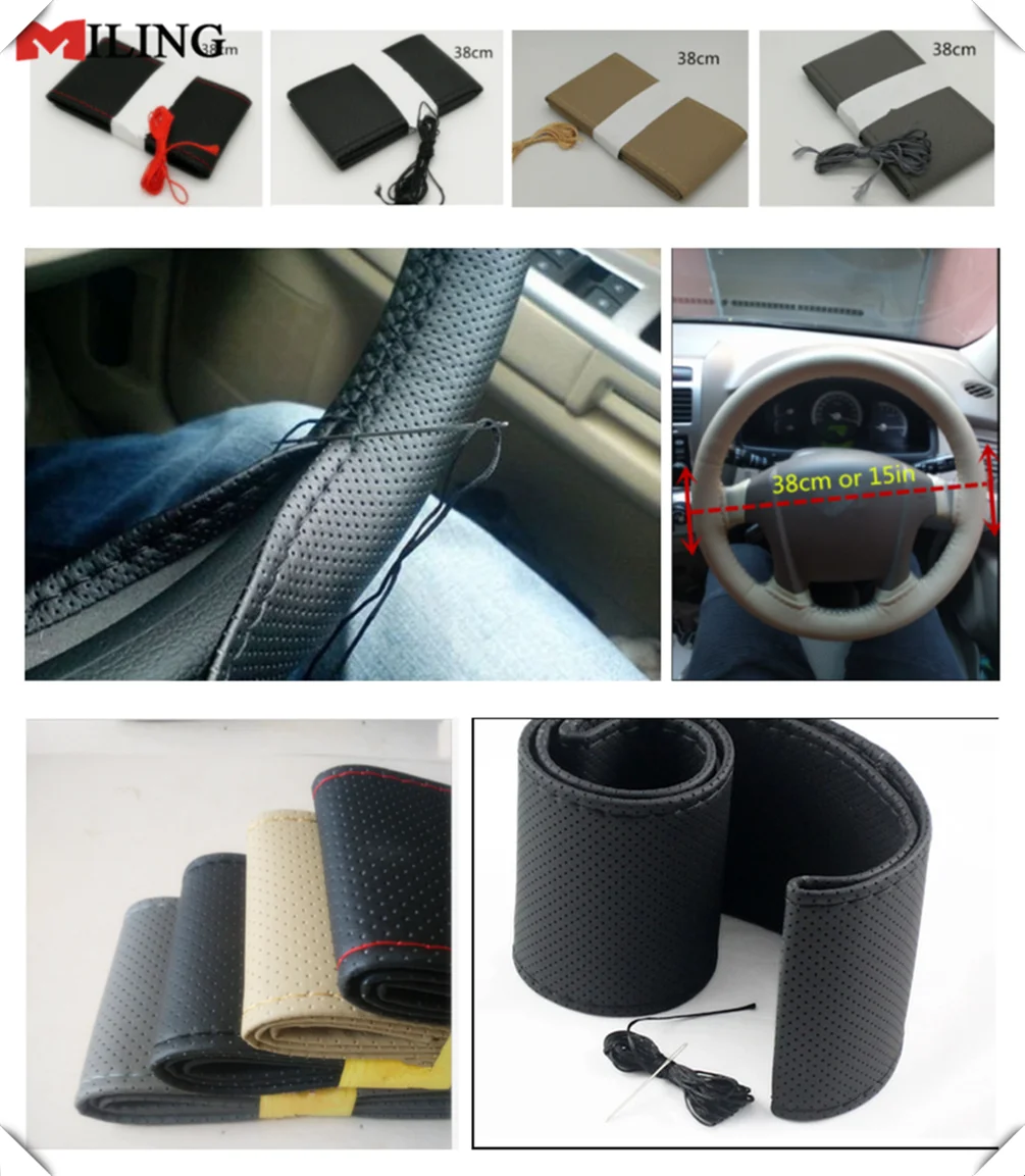 car accessories Hand sewing steering wheel cover 38CM for Nissan Qashqai+2 Ellure Cube Xterra Qazana Pixo