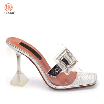 

Italian Nigerian Party Shoes Without Bag Set Sliver High Heels Slippers Wedding African Shoes Not Matching Bag Set Women Shoes