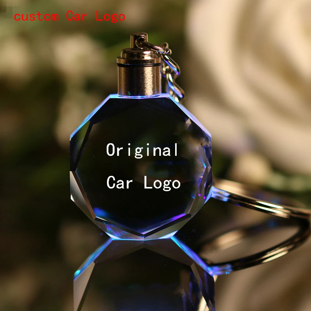 

Led Light Car Logo Key Chain Wall Hanging Rings Keychain Souvenir Gift Styling Chaveiros Personalized Llaveros Llavero Crystal