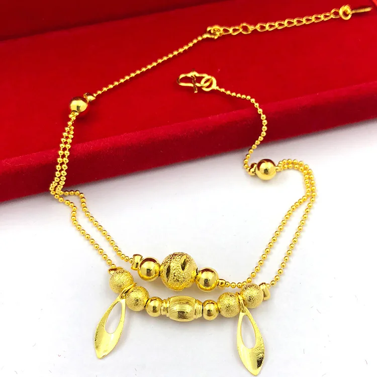 

Summer New Type Anklet Yellow Gold Filled Double Line Womens Foot Chain