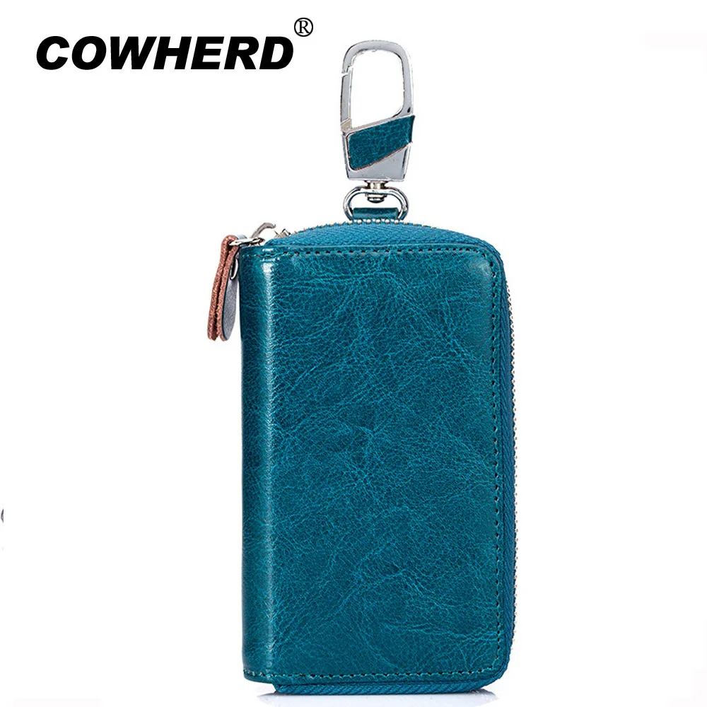 

COWHERD Genuine Leather Car Key Wallets Men Key Holders Housekeeper Keys Organizer Women Keychain Covers Cowskin Door Key Case