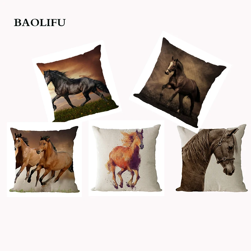BAOLIFU Horses Pillow Case Steed Animal War Horses Home Decorative