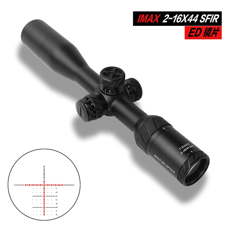 T-EAGLE IMAX 2-16X44SFIR Riflescope водонепроницаемый ударопрочный 8x оптическая система ED объектив для охоты Caza тактический прицел AIRRIFLE