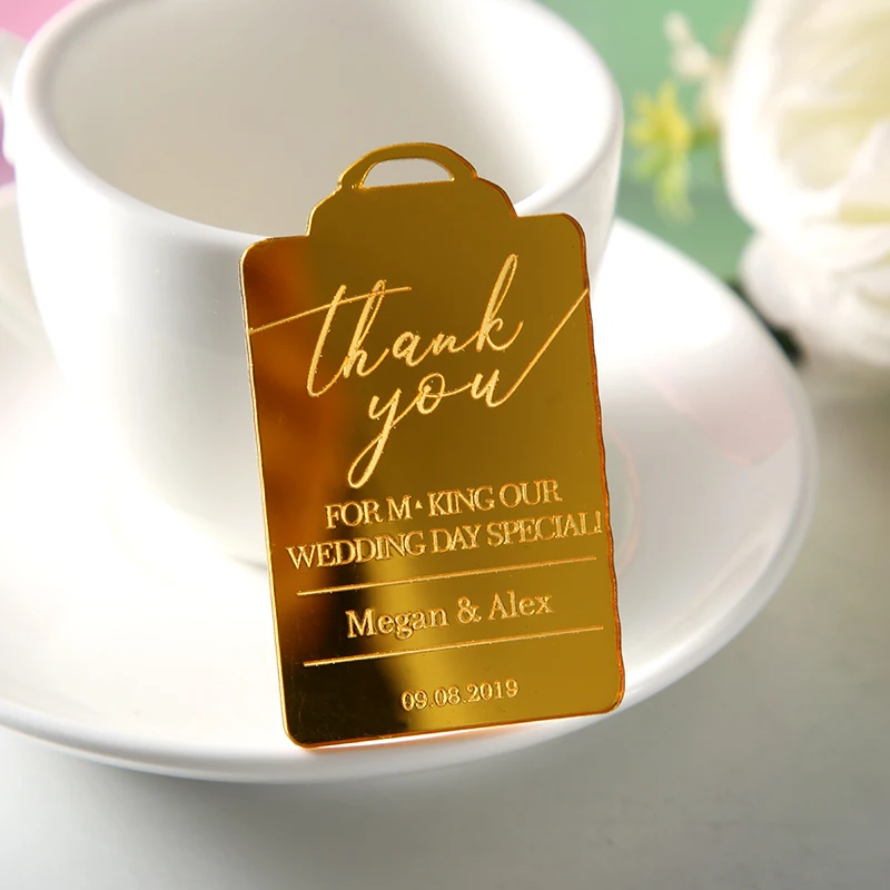 

Wedding Thank You Cards Luxury Gift Tags Engraved Personalised Names Save the Date Custom Gold Wedding Favor Bridal Shower Party