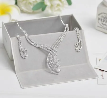 Знаменитостей вдохновил Кристалл Теннис себе ожерелье набор серьги, фабричная цена серебряный свадебный набор украшений для подружек невесты
