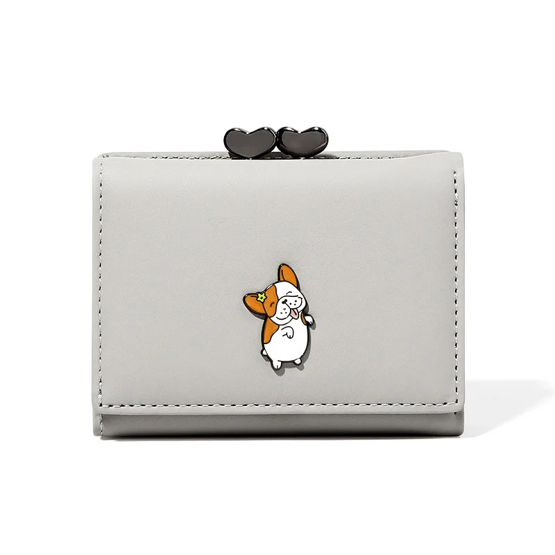 Французский бульдог пингвин подарок для девочек маленький кошелек Kawaii Пряжка кошелка для монет мелкие деньги сумка Карамельный цвет ID