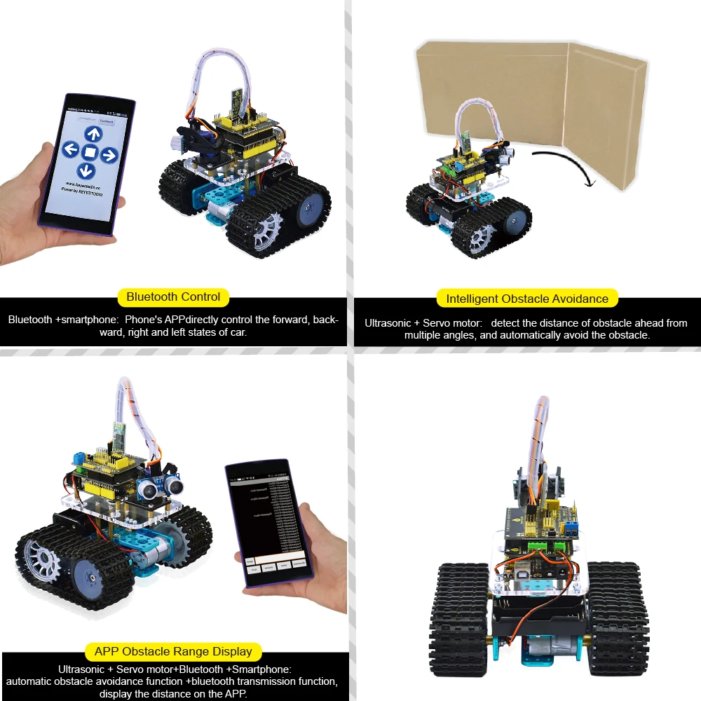  Keyestudio DIY Mini Tank Smart Robot car kit for Arduino Robot Education Programming+manual+PDF(onl - 32660935029