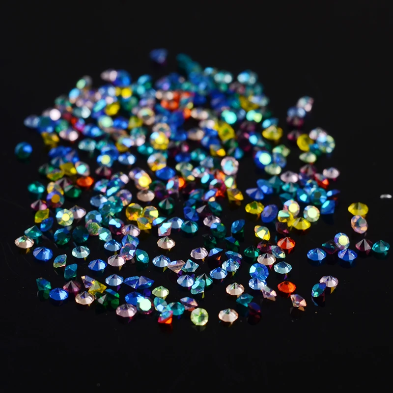 

300Pcs/Box 1.5mm Mini Beads Colorful Rhinestone Crystal Shiny Sharp Bottom 3D Nail Decoration DIY Nail Art Decoration