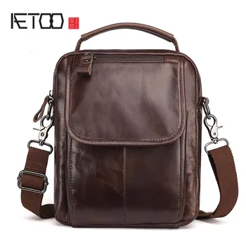 

AETOO Genuine Leather bag Men Messenger Bags Casual Multifunction shoulder Crossbody Bags Handbags iPad Holder men leather bag
