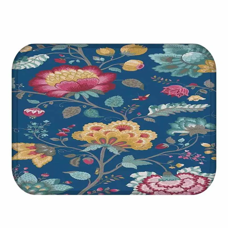 Flannel Rural Waterproof Anti-Slip Floor Mat Flowers And Birds Bathroom Rugs Decorative Stair Tapete Peludo Home Decor Rugzak