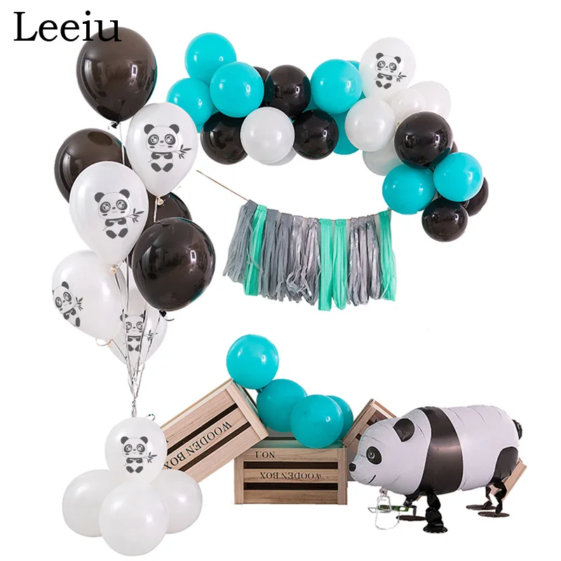 Leeiu 10 Pcs Black White Panda Latex Ballons Kids Birthday Party