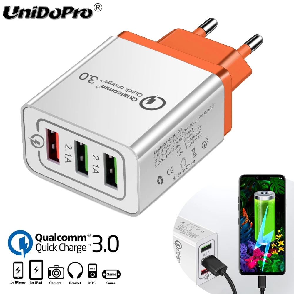 

Quick Charge QC 3.0 3-USB EU AC Wall Charger for Samsung SONY LG ASUS Xiaomi UMiDiGi Blu Huawei Honor Phone FAST Charger Adapter