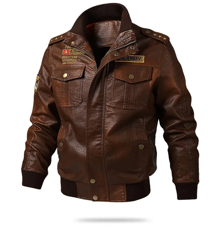 Новая брендовая кожаная куртка Мужская винтажная куртка-бомбер с несколькими карманами размера плюс M-5XL 6XL Весенняя Осенняя мотоциклетная куртка мужская