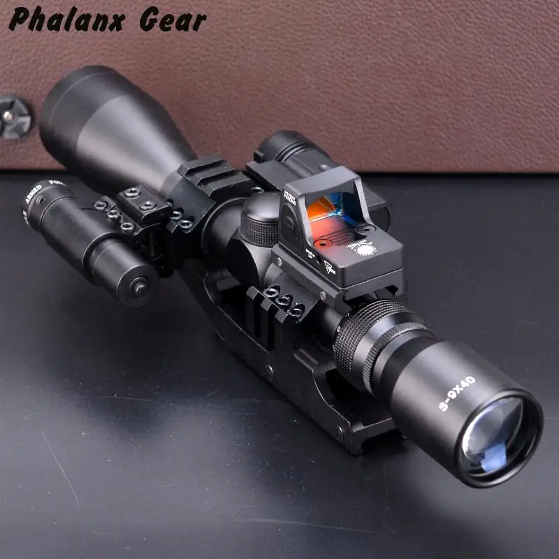 

5 In 1 New Hunting Scope Optics Qd 3 Side Rail Mounts 800 Lums Tactical Flashlight Rmr Red Point Visor Tactical Laser