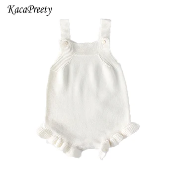 

Handmade newborn baby clothes cotton white knitting romper baby boy/girls jumpsuit infant suspender overalls