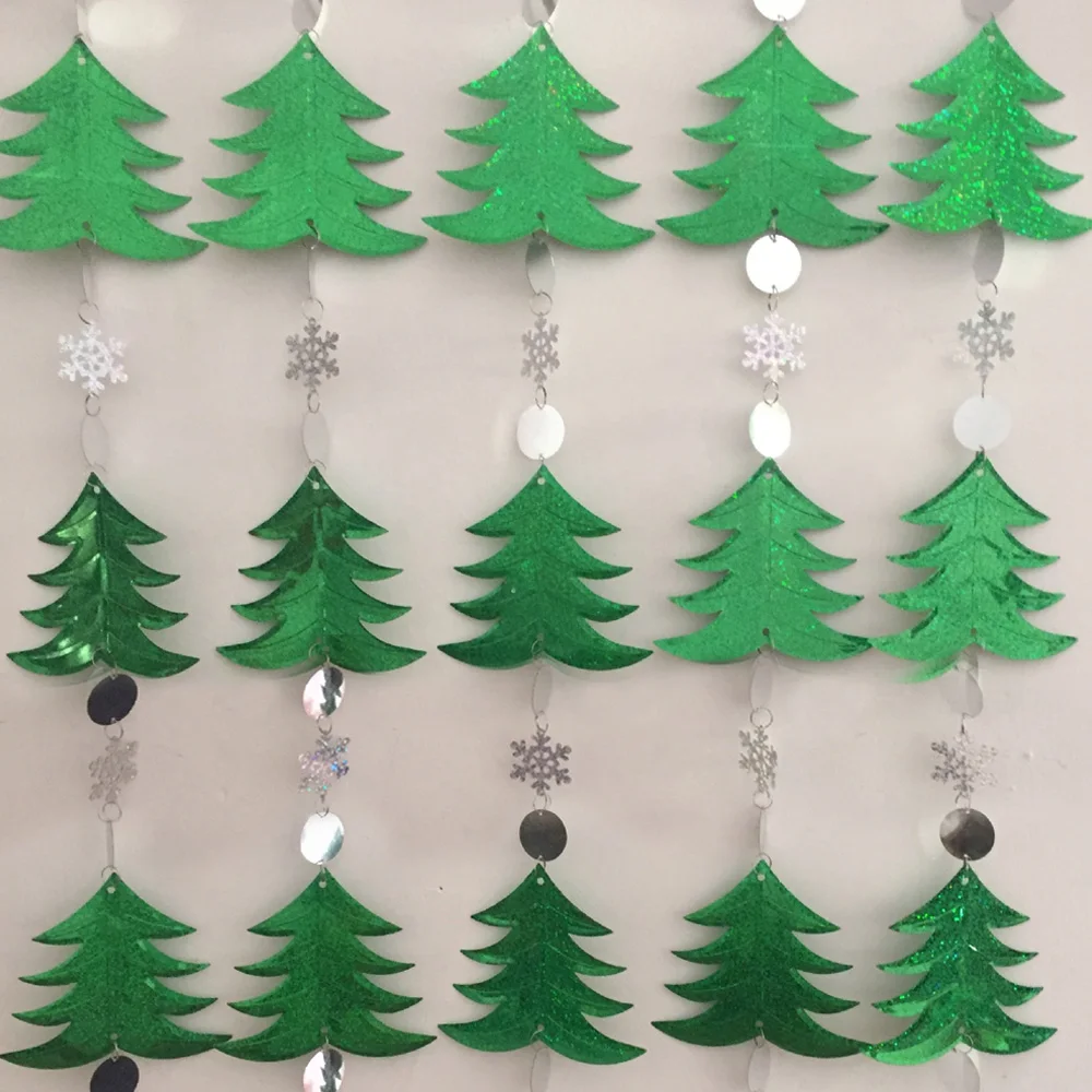 Модные креативные Блестящие Блестки шторы с бисерным украшением Рождественская елка снежинка в форме занавеска для дома двери Декор поставки - Цвет: Green