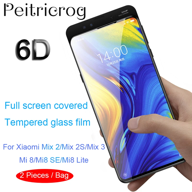 

2PCS 6D Full Screen Protector Cover 9H Edge Tempered Glass For Xiaomi Mi Mix 2 2S 3 8 SE Lite Protective film For MIX2S MIX3 8SE