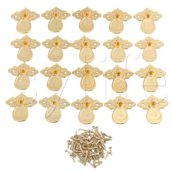 

20 Pieces Chinese Style Character Carved Drawers Box Pull Handles Golden